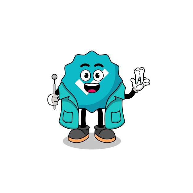 Illustration of verified sign mascot as a dentist character design