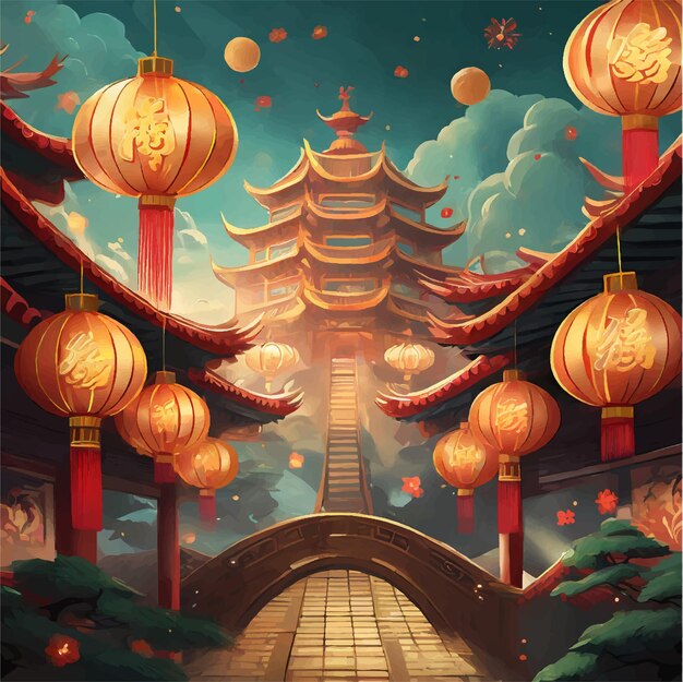 Illustration of a vibrant chinese new year background