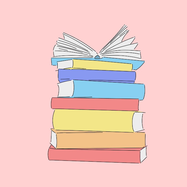 Vector illustration vibrant tower of academic books