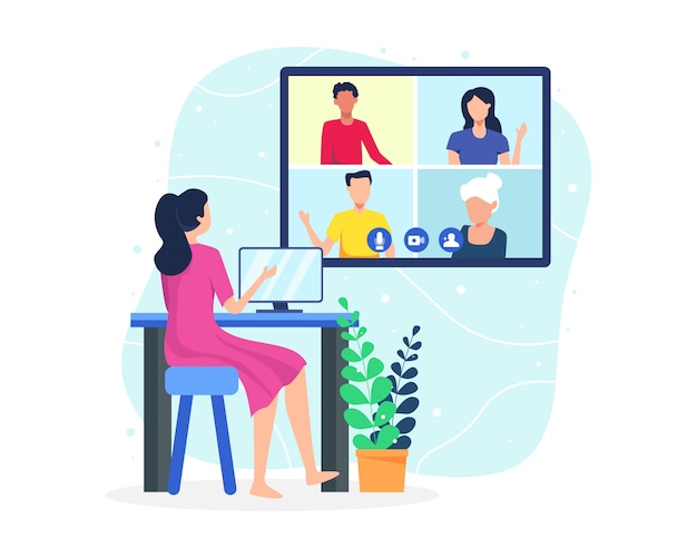 Vector illustration video conference concept