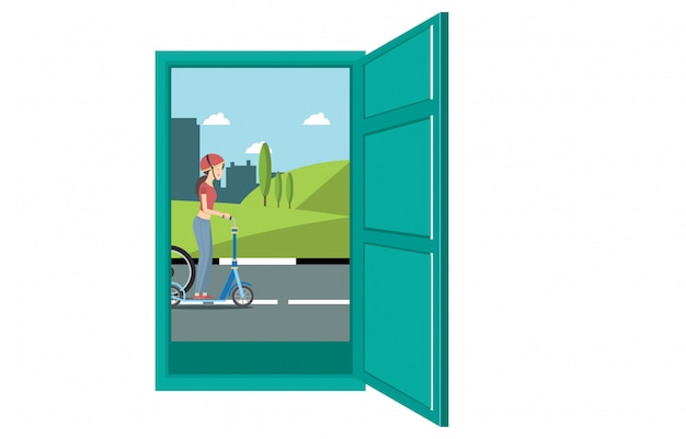 Vector illustration of the view from the door