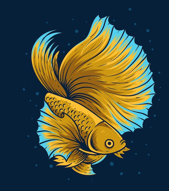 Illustrazione vintage bellissimo pesce betta