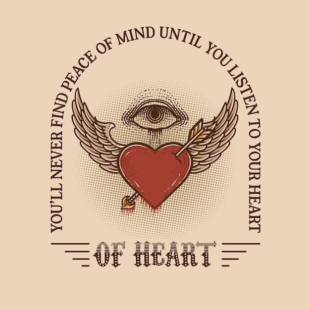 Vector illustration vintage broken heart with quotes