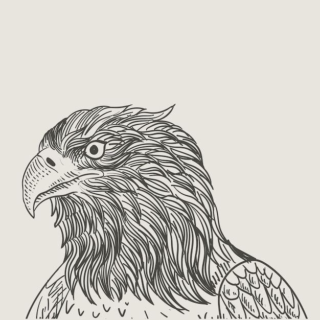 Illustration vintage eagle head engraving style