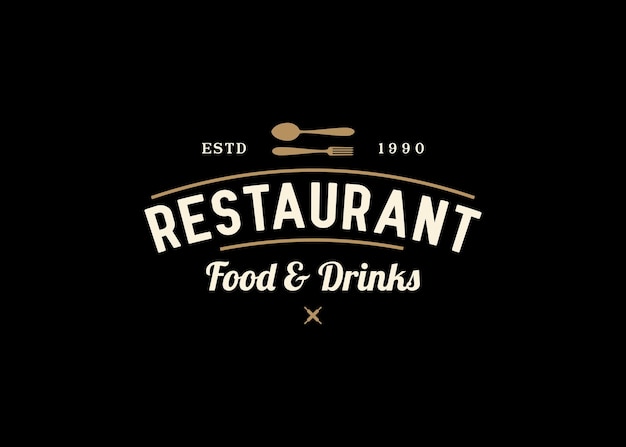 Illustration Vintage Retro Hipster Label logo design for Restaurant business logo design