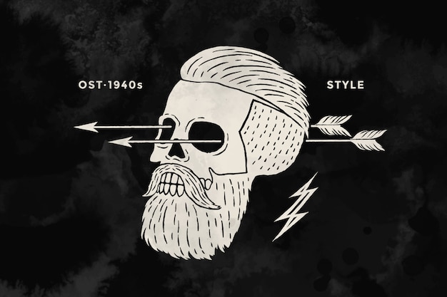 Illustration of vintage skull hipster