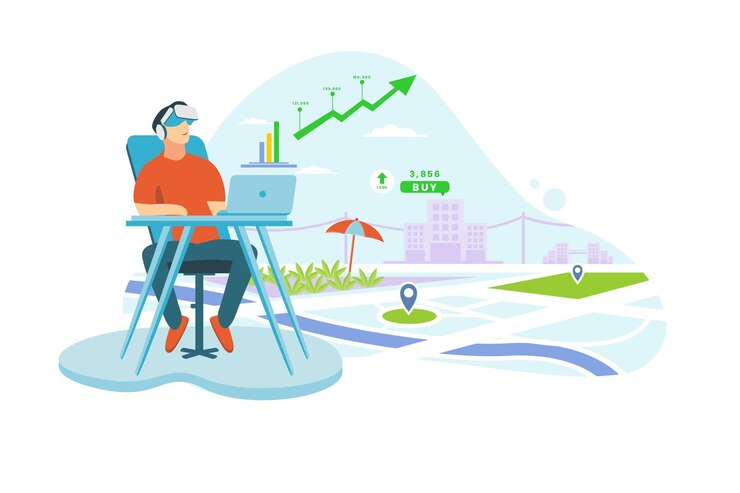 Vector illustration of virtual reality metaverse
