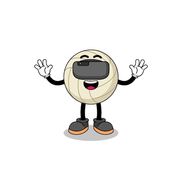 Иллюстрация волейбола с дизайном персонажа гарнитуры vr