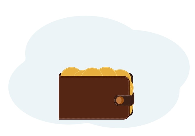 Vector illustration of a wallet with gold coins