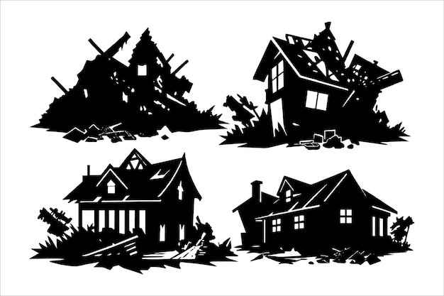 Illustration of War or Earthquake Damaged Buildings collection