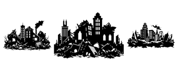 Illustration of War or Earthquake Damaged Buildings collection