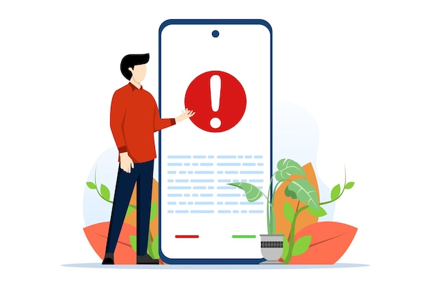 illustration of Warning letter concept with user having a complaint appearing on mobile phone