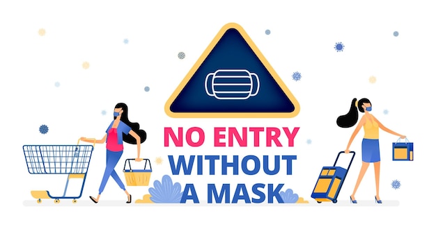 Illustrazione avviso di divieto di accesso senza maschera