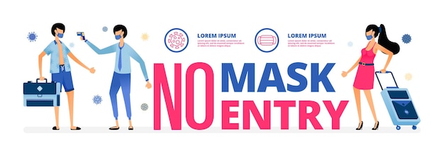 illustration warning of no mask no entry