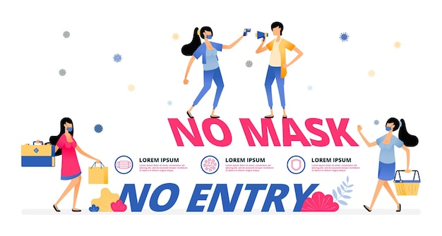 Illustration warning of no mask no entry