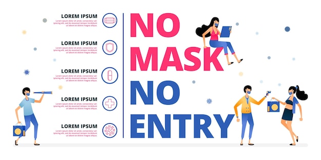 Illustration warning of no mask no entry