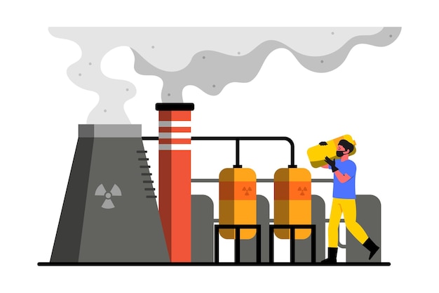 illustration of waste generated from factories impacting the environment