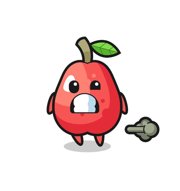 The illustration of the water apple cartoon doing fart , cute style design for t shirt, sticker, logo element