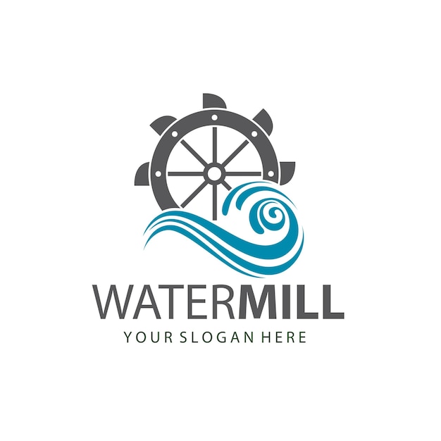 Vector illustration of water mill