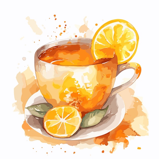 Illustration watercolor of teapot tea time element