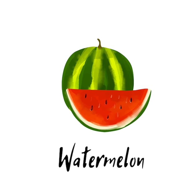 Illustration of a watermelon slice isolated on a white background