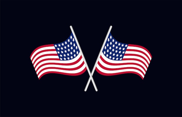 Illustration of waving American Flag on dark background