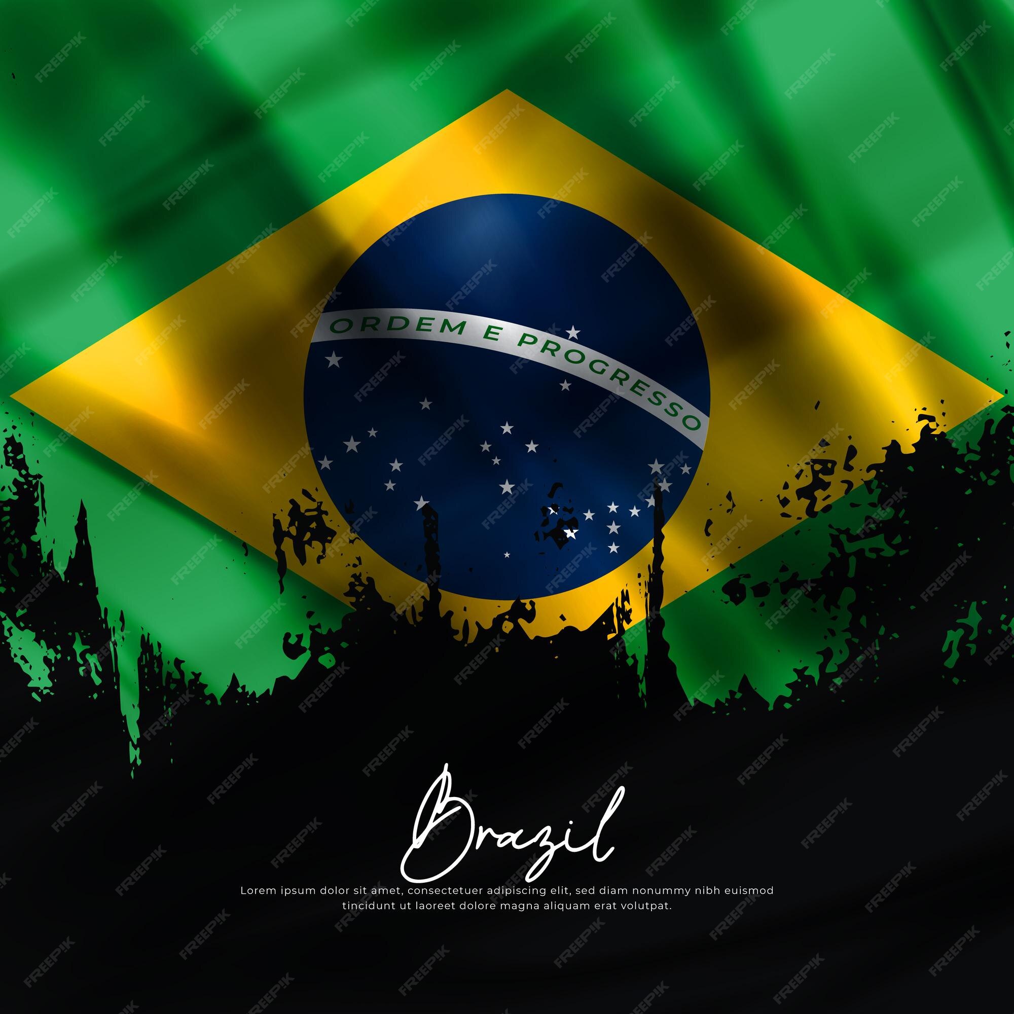 Premium Vector | Illustration of waving brazil flag silk grunge background