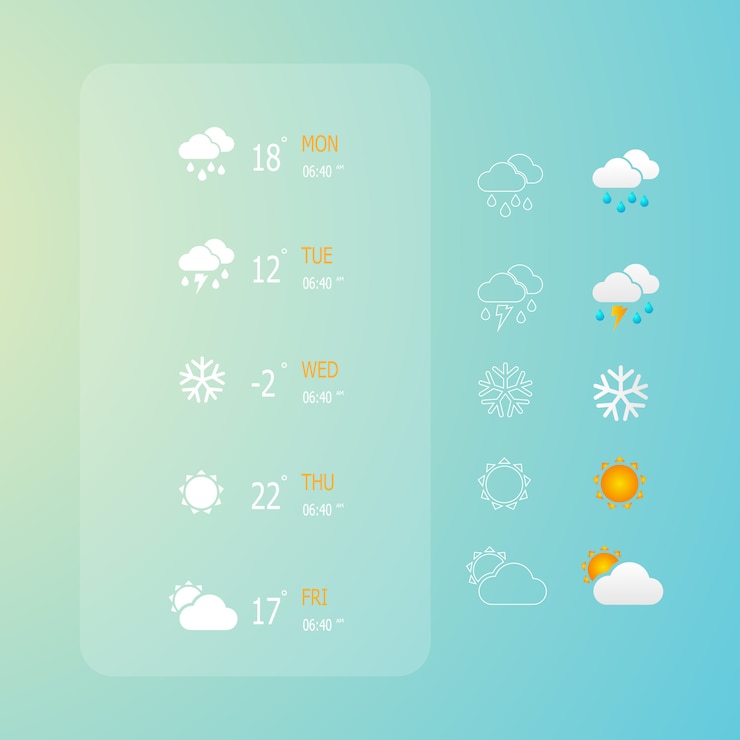 Vector 天気webアイコンセットのイラスト