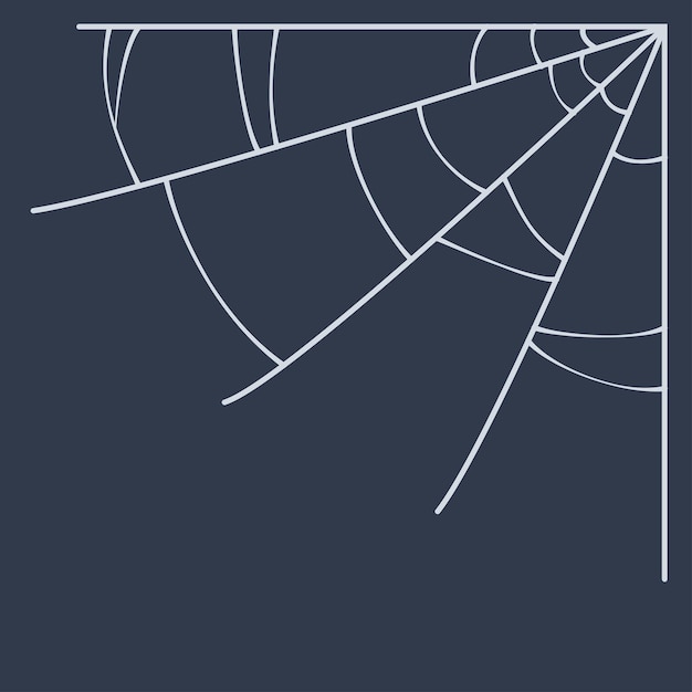 An illustration of the web on a dark background. White thread for Halloween decor. Vector