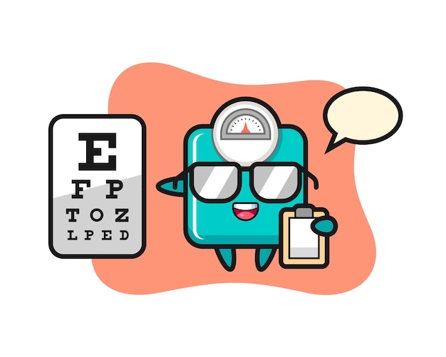 Illustration of weight scale mascot as an ophthalmology