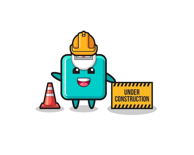 Illustration of weight scale with under construction banner cute design