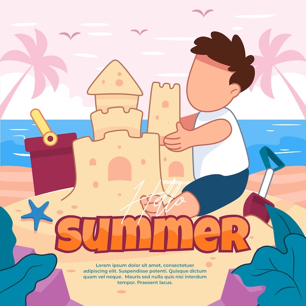 Illustration of welcoming summer with fun activities