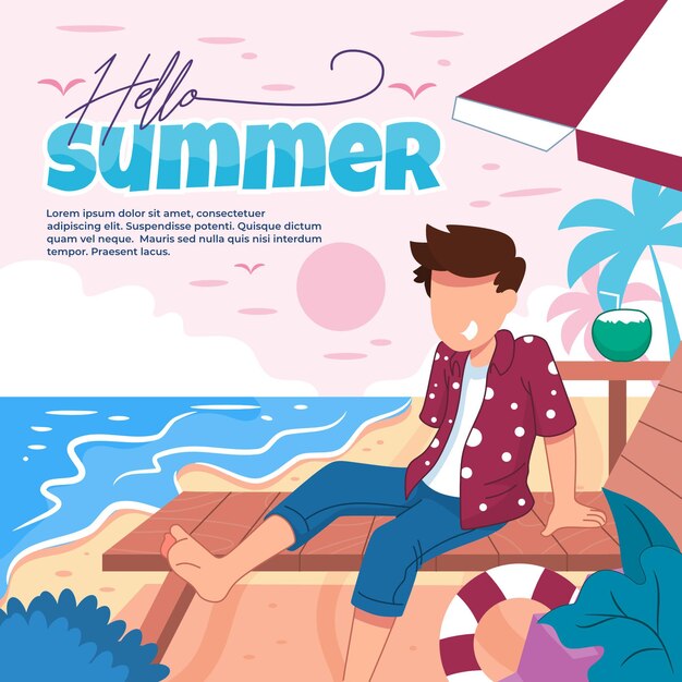 illustration of welcoming summer with fun activities