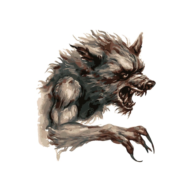 illustration of werewolf with fangs