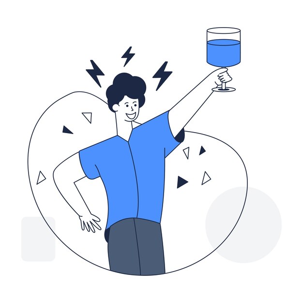 An illustration in which avatar is happy, outline vector of celebrate