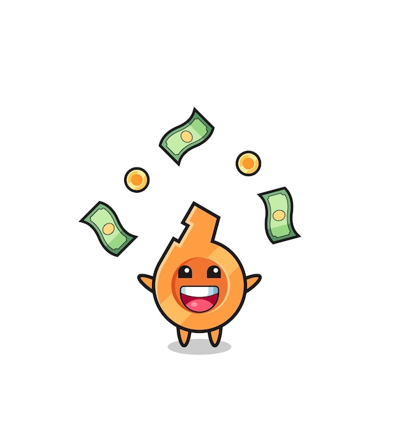 Vector illustration of the whistle catching money falling from the sky