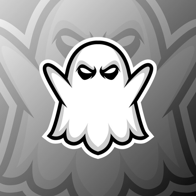 Vettore illustrazione di un fantasma bianco in stile logo esport