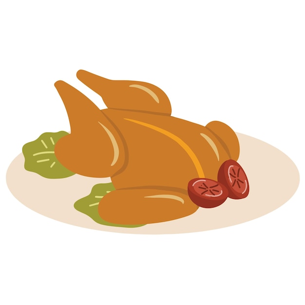 Vector illustration of a whole fried chicken