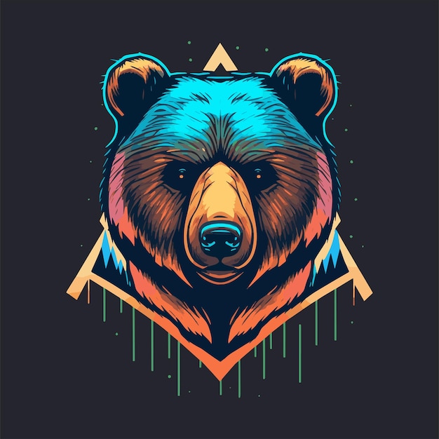 Vector illustration of wild bear head logo concept for mascot icon or poster