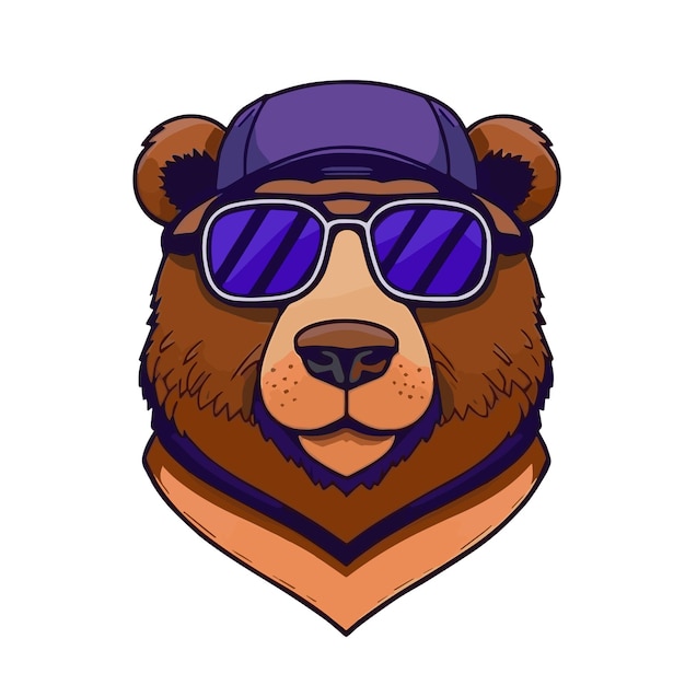 Illustration of Wild Bear Head Logo concept for Mascot Icon or Poster