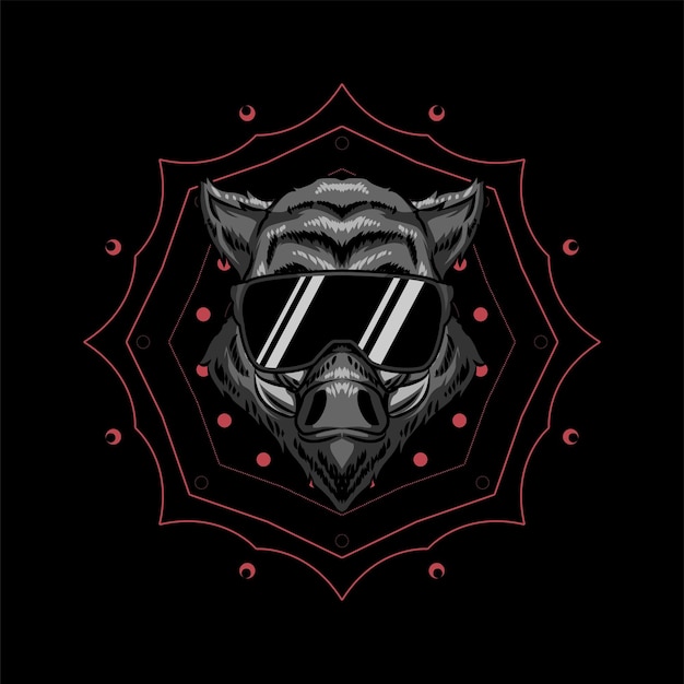 Vector illustration of wild boar head using perfect for tshirt design