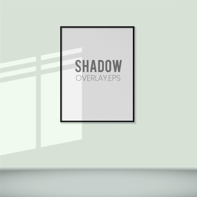 Vector illustration window shadow overlay scene and portrait frame in the room wall background