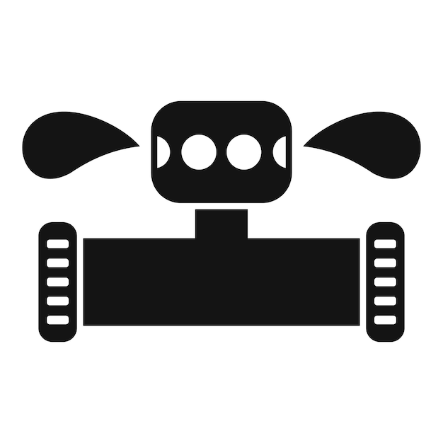 巻き上げられるおもちゃロボットアイコンのイラスト