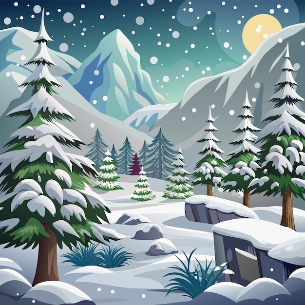 Vector illustration of a winer landscape