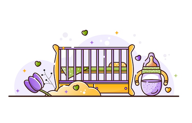 Illustration with baby accessories