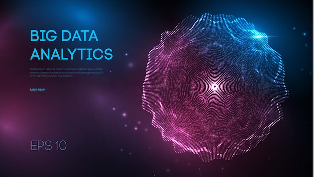 Illustrazione con vettore di analisi dei big data per il marketing design. visualizzazione di grandi dati. fondo astratto di vettore. design tecnologico futuristico. concetto di tecnologia scientifica. analisi tecnologica.