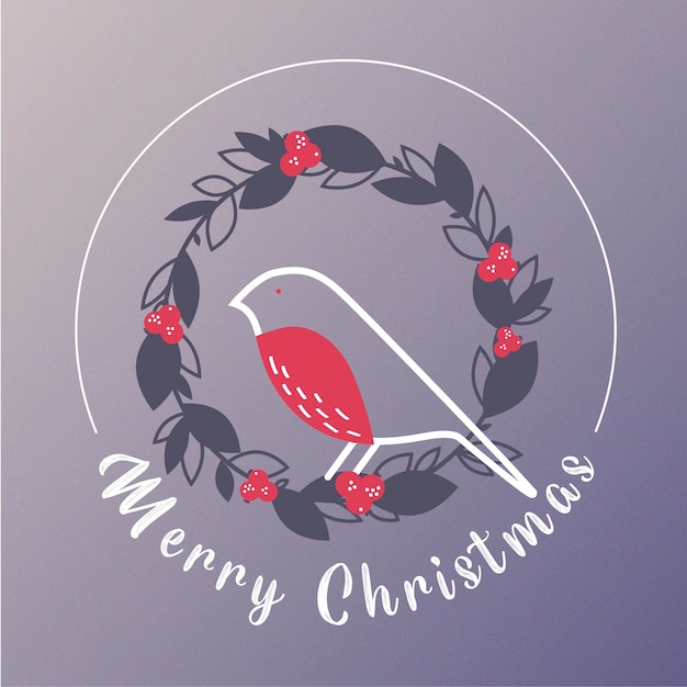 illustration with a bird on the theme of Christmas