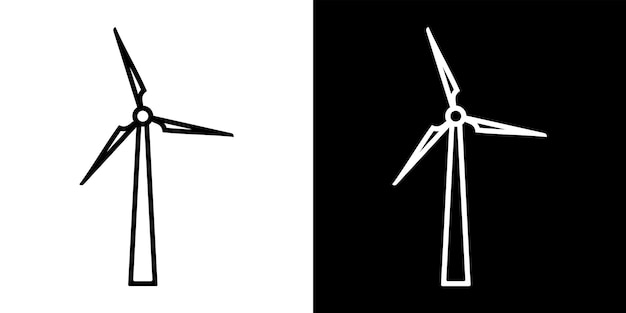 Illustration with black wind mill Clean energy Green energy