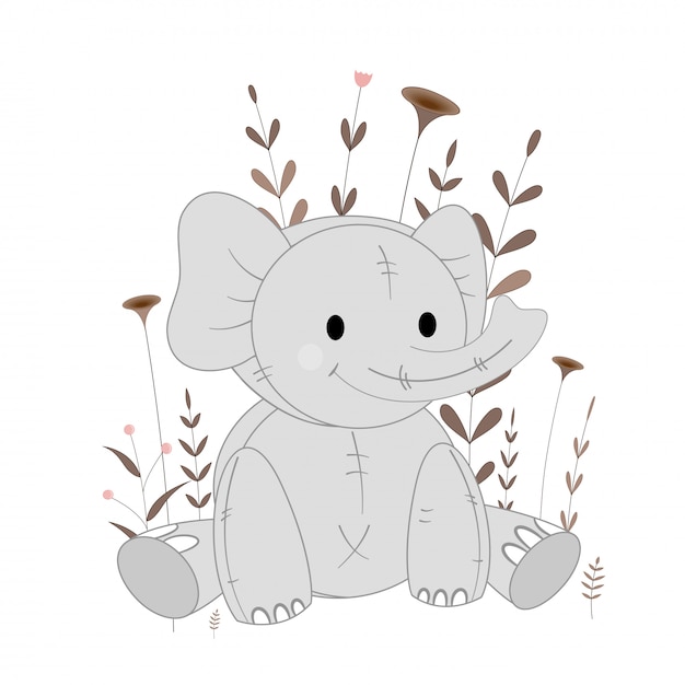 Illustration with cartoon animals elephant