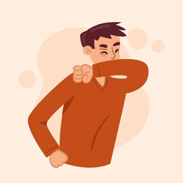 Vector illustration with coughing person